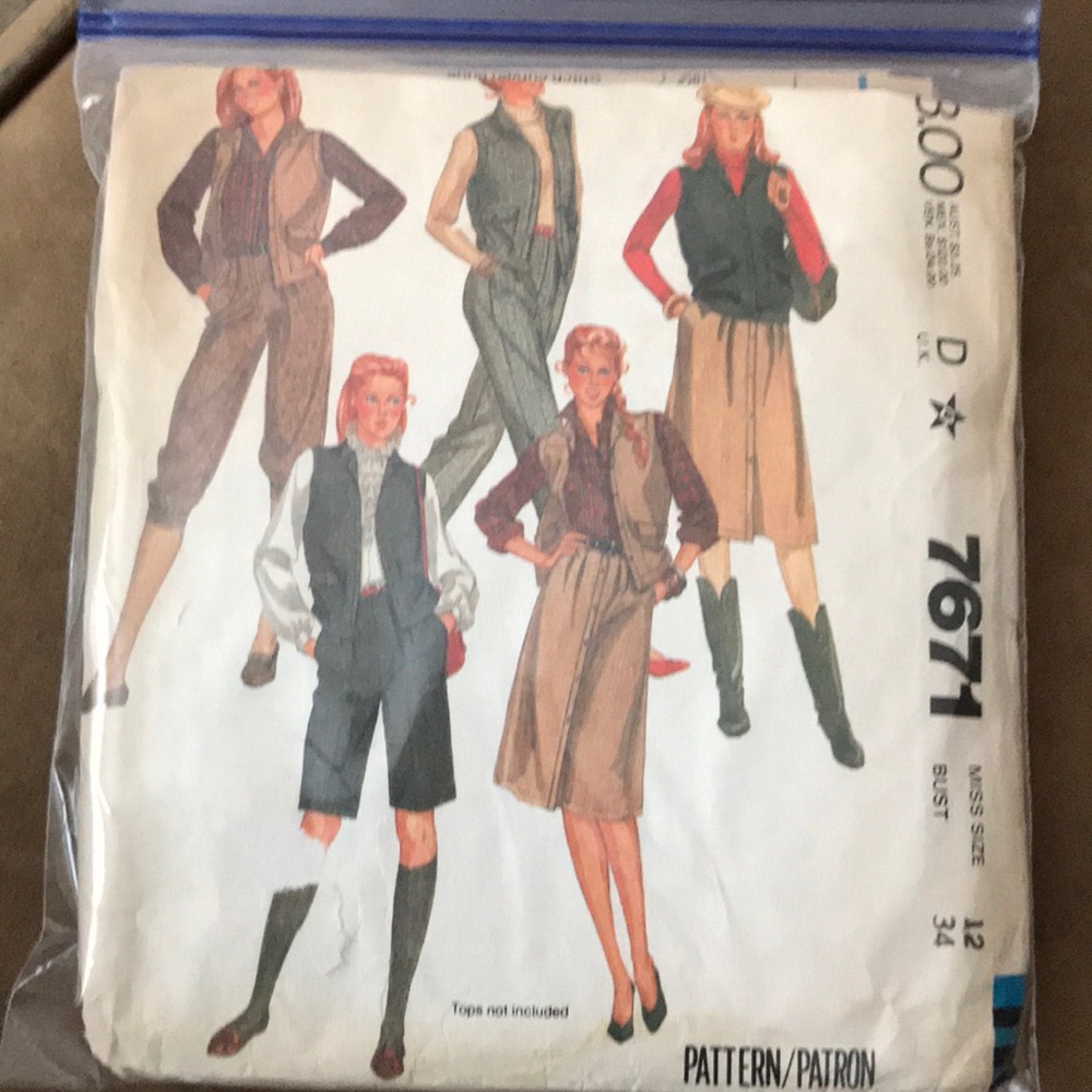 Vintage 80s McCall’s 7671 Sewing Pattern Misses Size 12 Retro Dress Suit Pattern